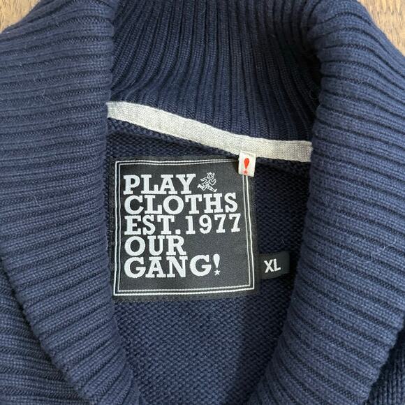 Play Cloths Shawl-Collar Cardigan Sweater Letter-Patch Stripe-Sleeve Men’s XL - Picture 5 of 10